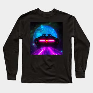 Futuristic car on the Space Road Long Sleeve T-Shirt